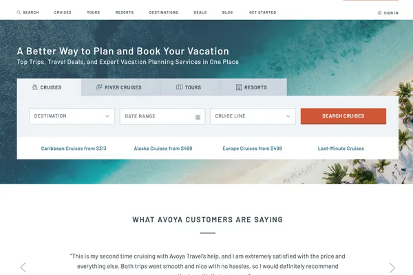 Screenshot of Avoya Travel project showing the application interface