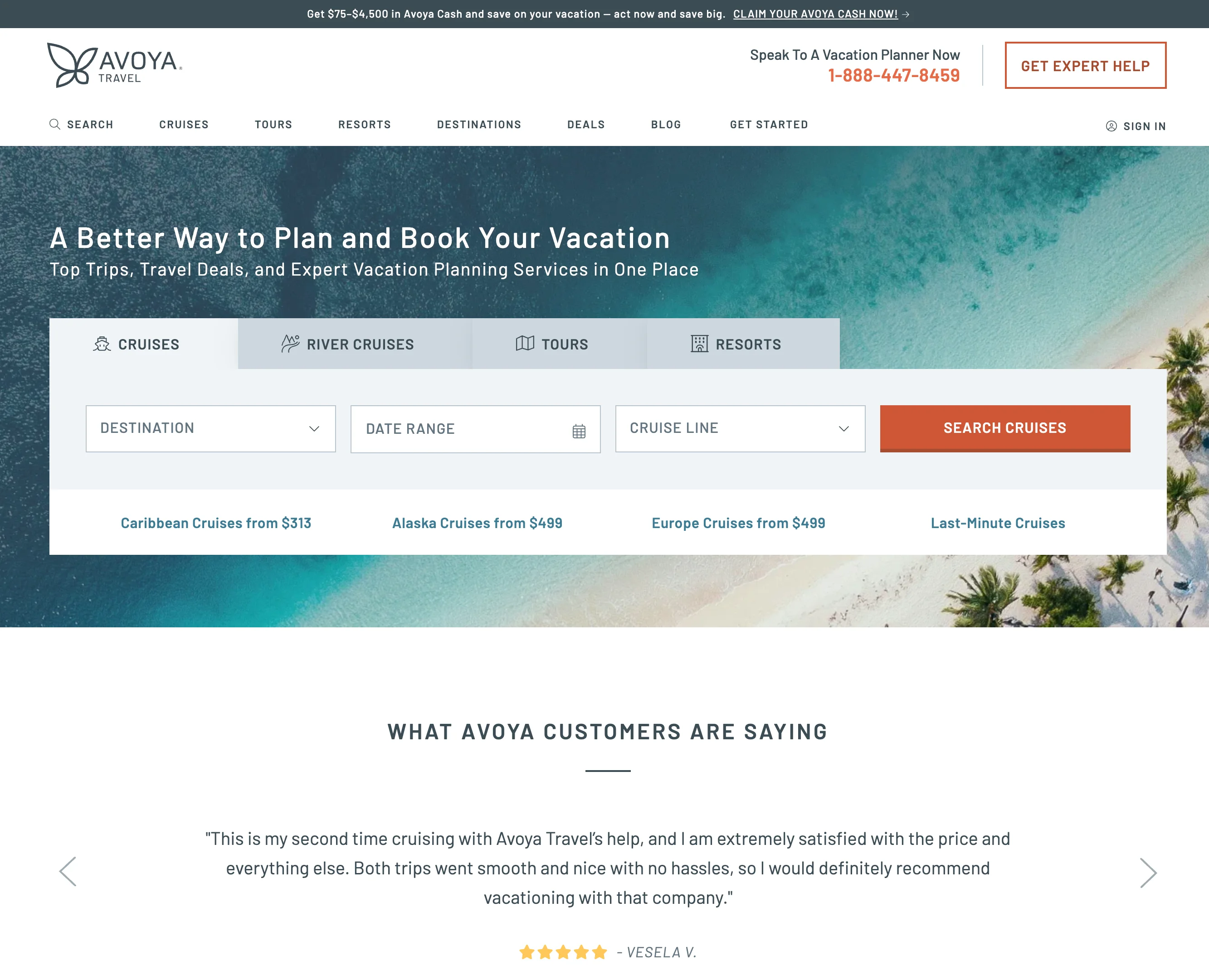 Avoya Travel project screenshot showing Enterprise travel platform serving thousands of travel advisors with modern web architecture
