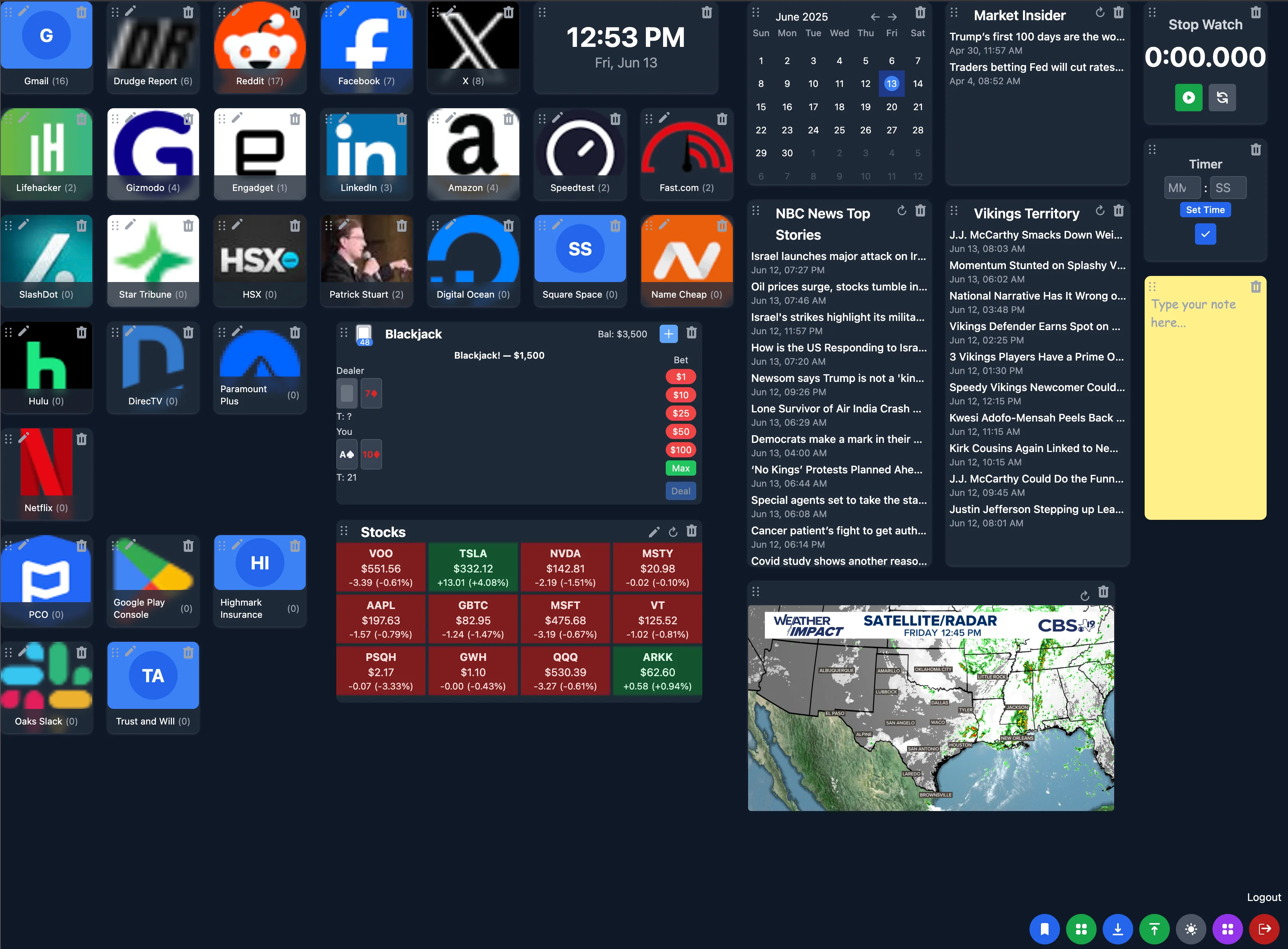 Personal Bookmarks Dashboard project screenshot showing Intelligent bookmark management with tagging, search, and visual organization